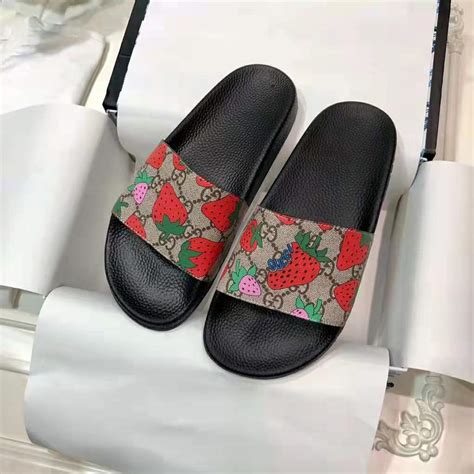 womens gucci strawberry slides|Gucci slides nordstrom rack.